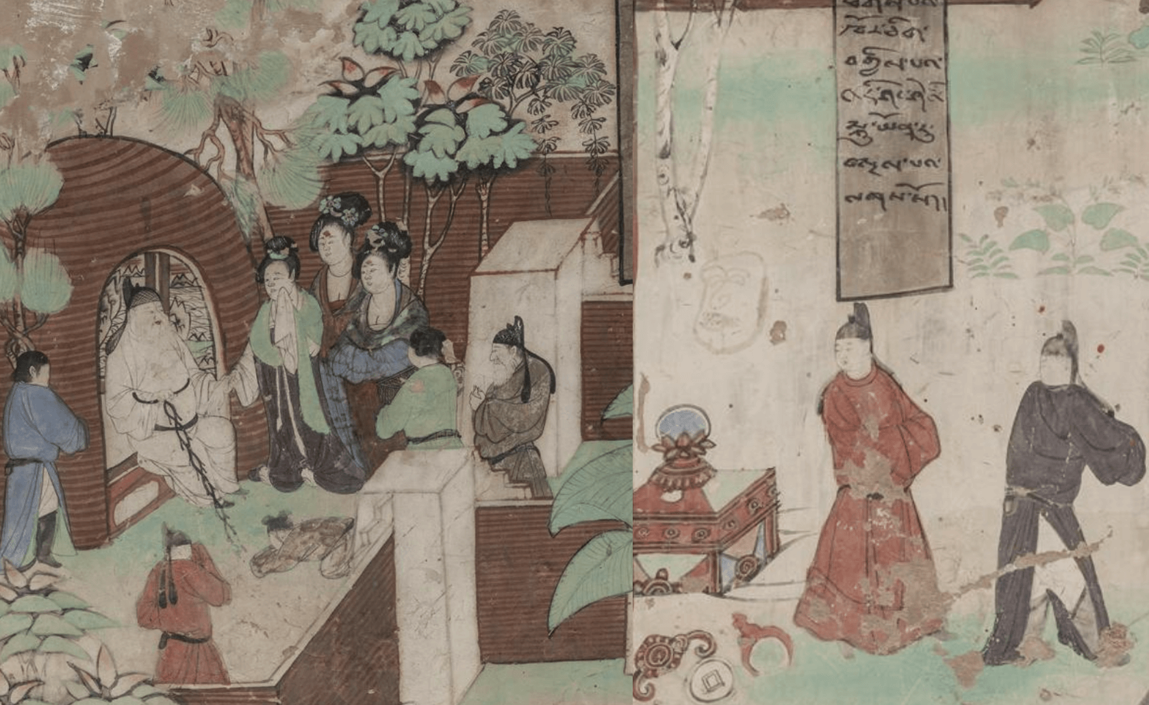 左-老人入墓，右-路不拾遗